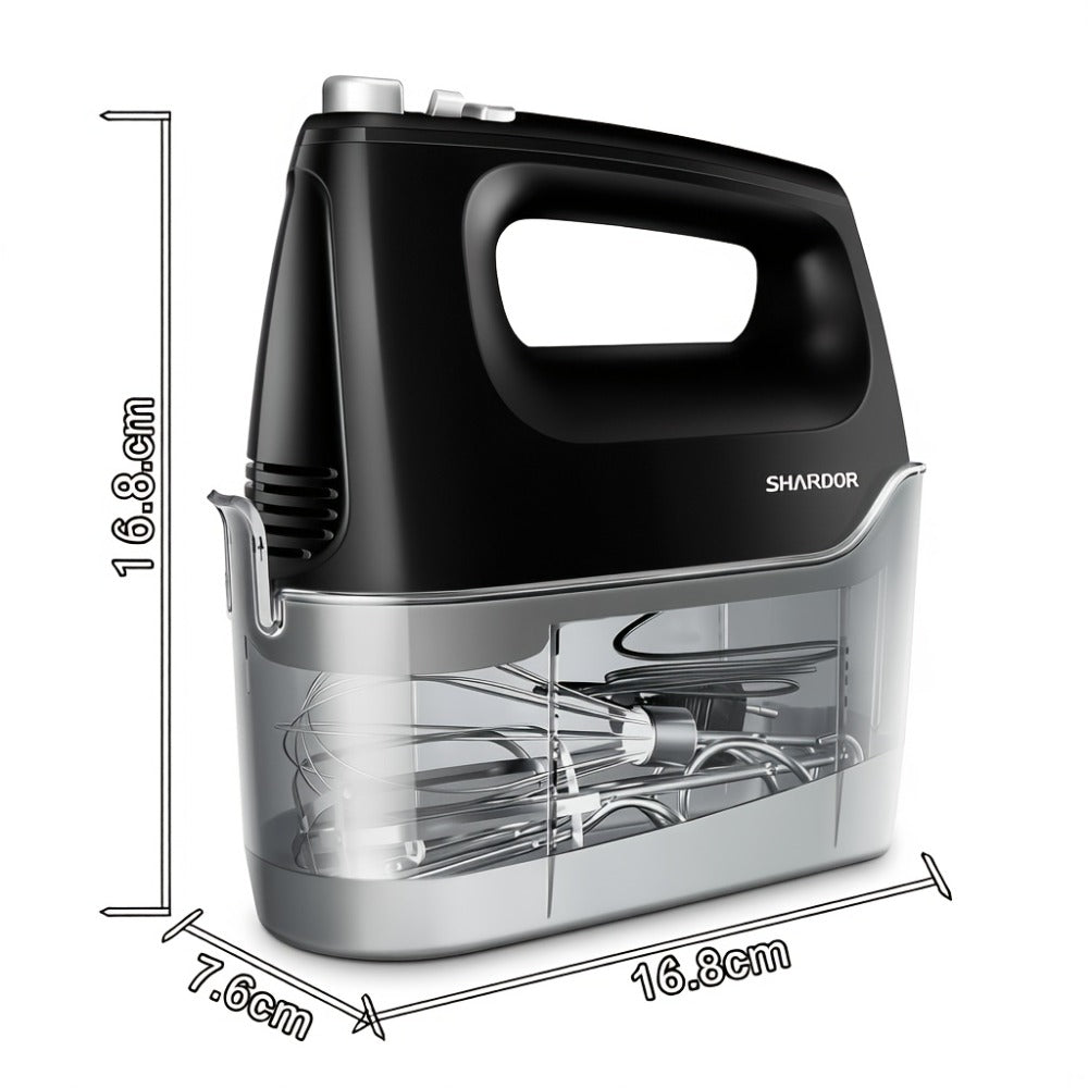 Electric Hand Mixer 250W 6-Speed Turbo - Heavy Duty Motor with 5 Stainless Steel Attachments, Snap-On Storage Case, for Whipping, Mixing Cookies, Cakes & Dough, Black, Blue or Silver