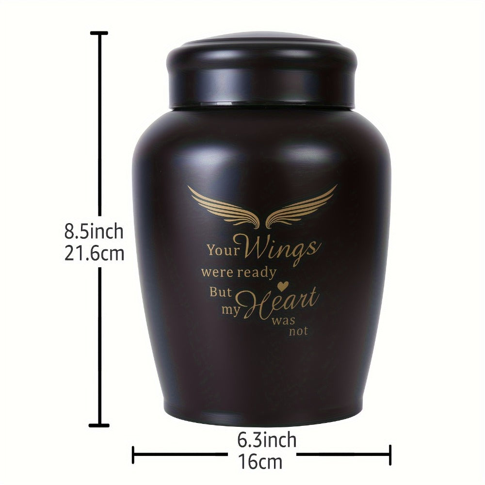 Cremation Urn for Human Ashes Large 8.5 Inch Stainless Steel Burial Urn for Adult Male Female, Memorial Urn for Cremated Remains Holds Up to 180 LBS, Silver or Black