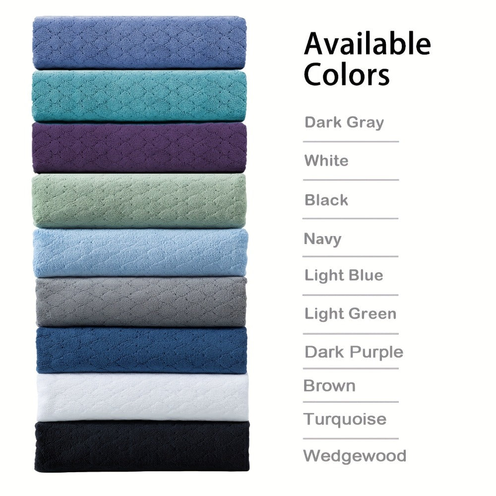 Oversized Bath Towel Set 4 Piece Diamond Pattern Microfiber - Ultra Soft Highly Absorbent Quick Dry | 10 Colors | Blue Green Black Gray Navy Orchid Brown Purple White Turquoise | Bathroom Hotel Gym Gift