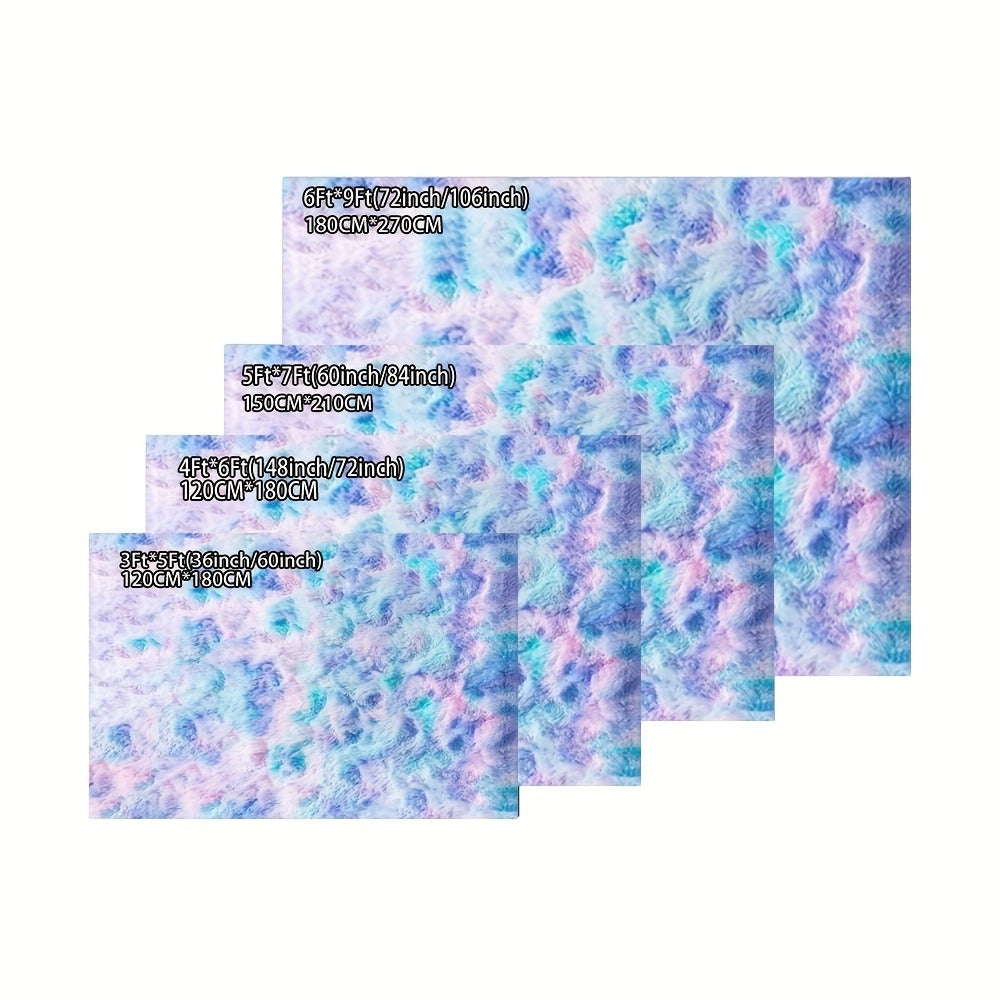 Tie Dye Rainbow Purple Shag Area Rug Non-Slip Machine Washable Carpet Multiple Sizes Living Room Bedroom