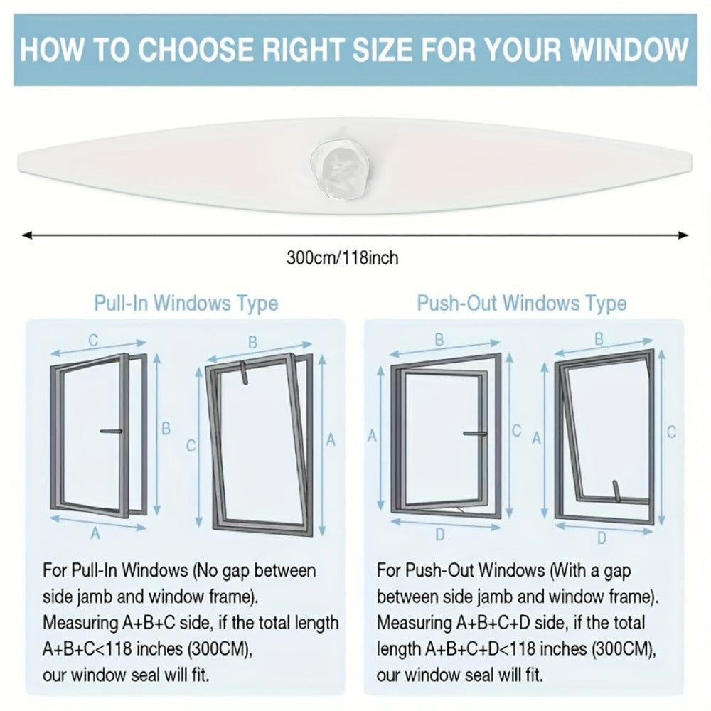 Portable AC Window Sealing Strip Universal | Adjustable Air Conditioner Exhaust Hose Seal Kit with Zipper & Adhesive | 4M 5M 220¡± 236¡± Sizes for All Portable Air Conditioners