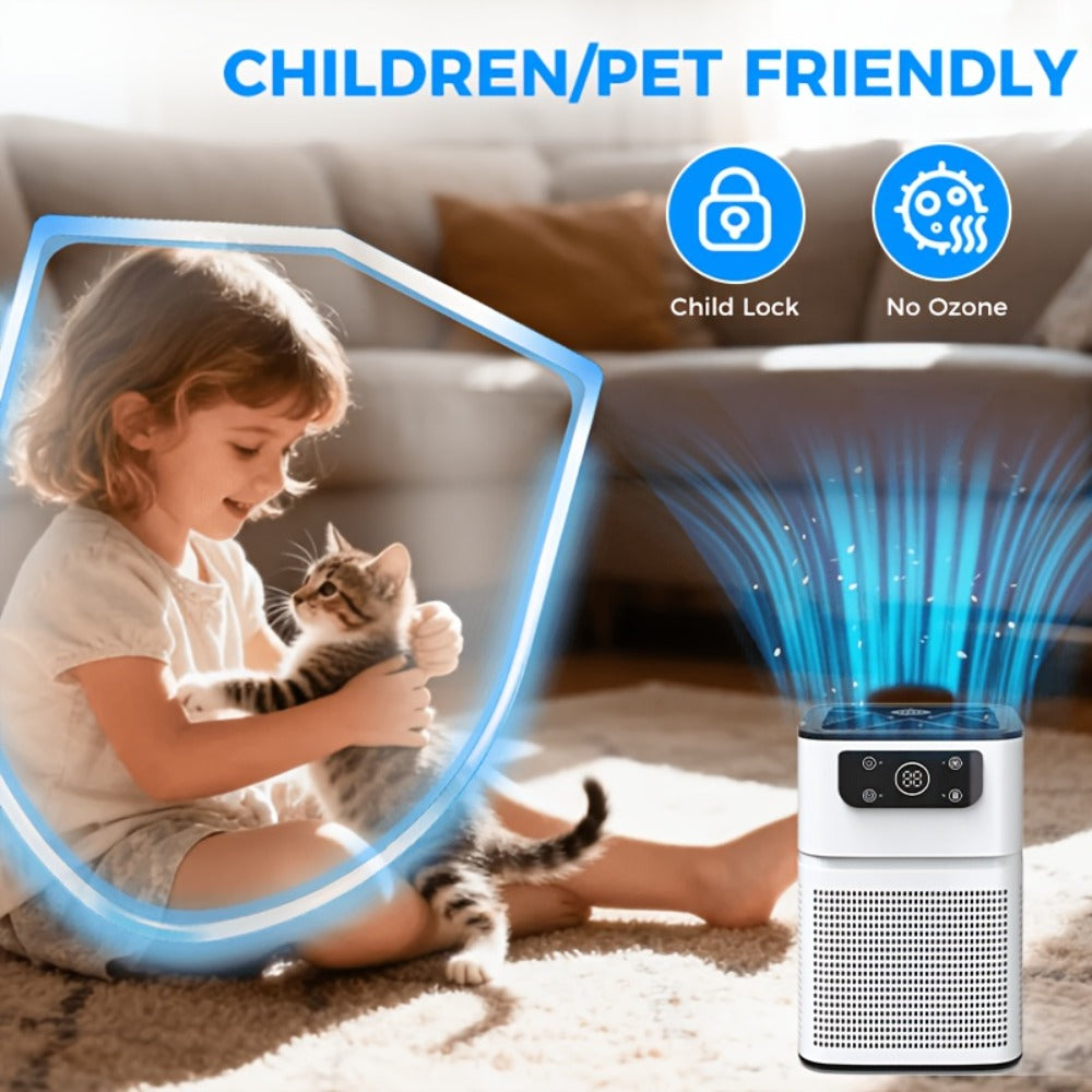 Small Air Purifier for Pets, Dust & Odor ¨C Aromatherapy Function, Ultra-Quiet Sleep Mode, Compact Air Cleaner for Bedroom, Office & Living Room, Pet Air Purifier with Low dB for Home Use, White & Black