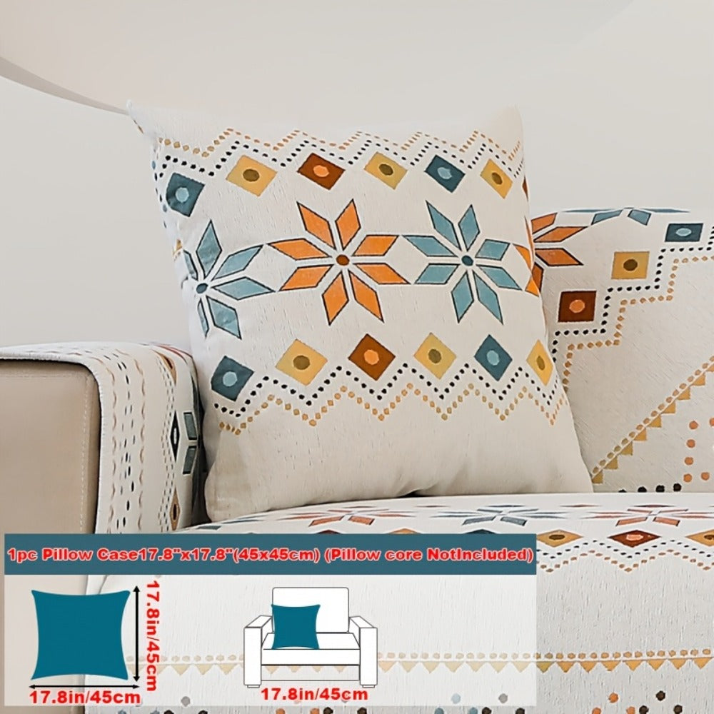 Chenille Sofa Cover Bohemian Style Jacquard Knit Anti-Slip Pet Friendly All Season Sofa Mat Protector - Single 2 3 4 Seater Armrest Backrest Pillow Case Grey White Yellow