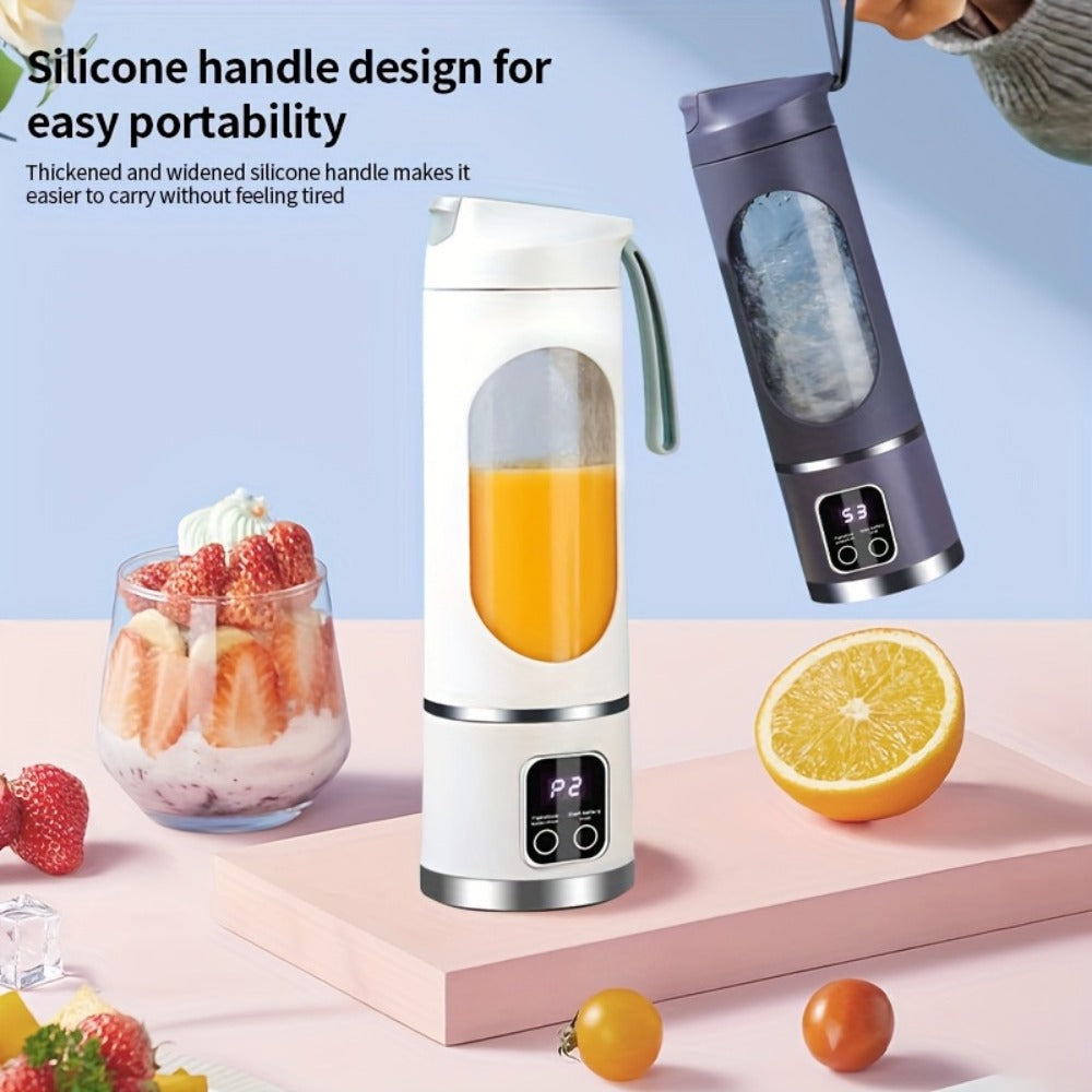 Portable Juicer USB Rechargeable with LED Display - Handheld Personal Blender for Smoothies, Juice & Ice Crush, Li-Ion Battery Powered Mini Juicer Cup for Home, Gym, Travel & Outdoor, Multiple Styles