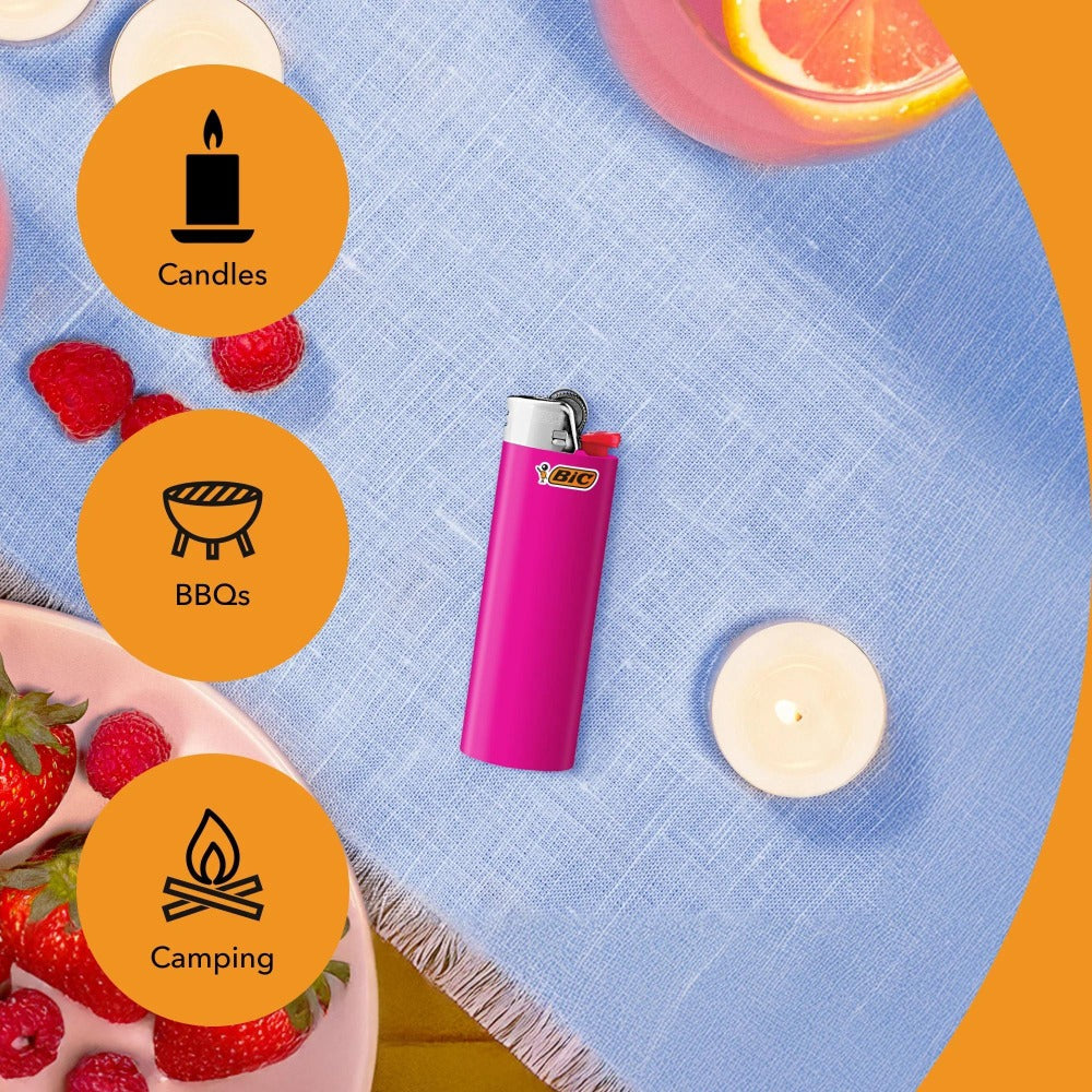 BIC Classic Maxi Pocket Lighters Assorted Colors 8-Count Tray - Reliable Everyday Lighter for Home, Candles, Camping & Outdoor Use