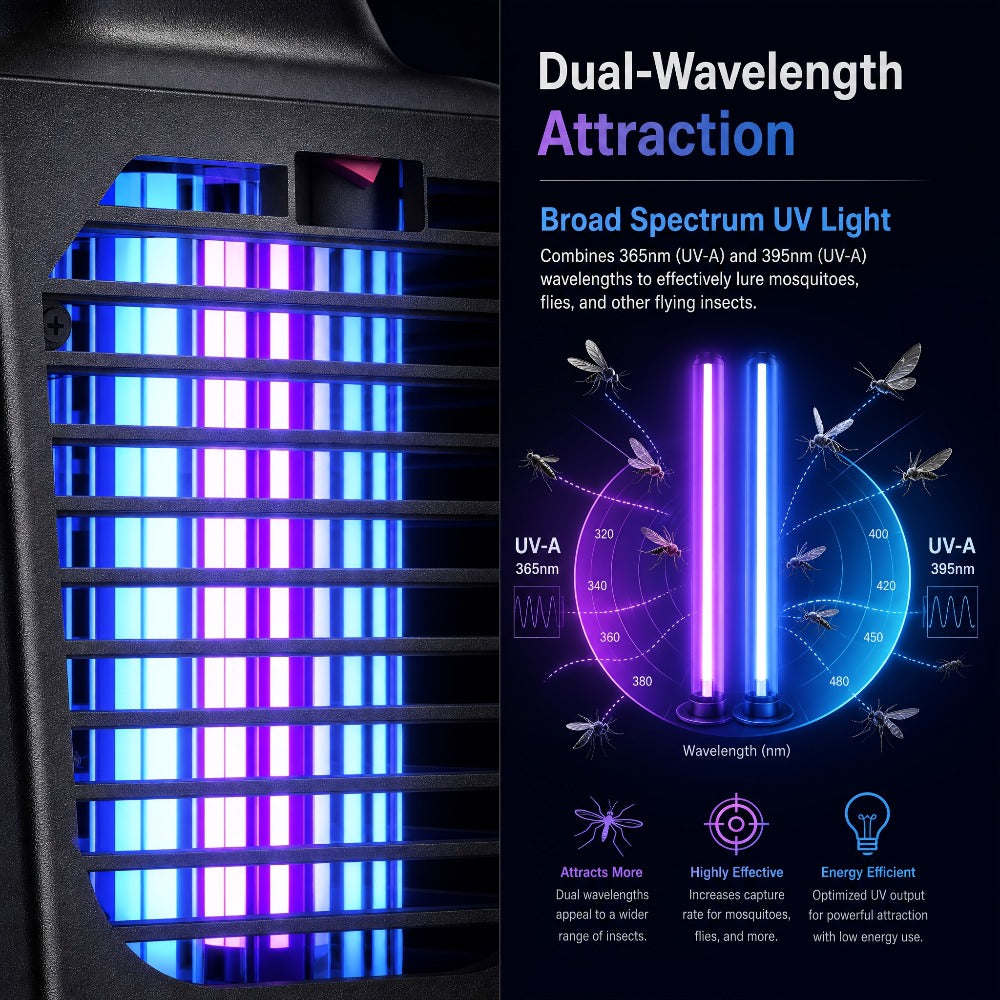 IPX4 Waterproof Bug Zapper Plug-In ¨C Electric Flying Insect Trap with LED Light & ABS Housing, Indoor Mosquito Zapper for Home, Bedroom, Kitchen & Patio, Safe Chemical-Free Fly Trap ¨C Black