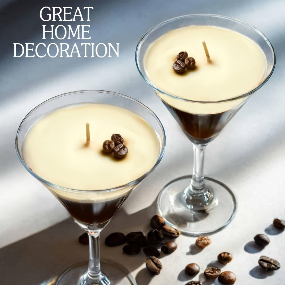 Coffee Martini Scented Candle ¨C Soy Wax Espresso Cocktail Candle with Coffee Bean Embellishment & Glitter, 12+ Hour Burn, Unique Birthday Gift, Valentine's Day, Mother's Day & Teacher Appreciation Gift for Candle Lovers