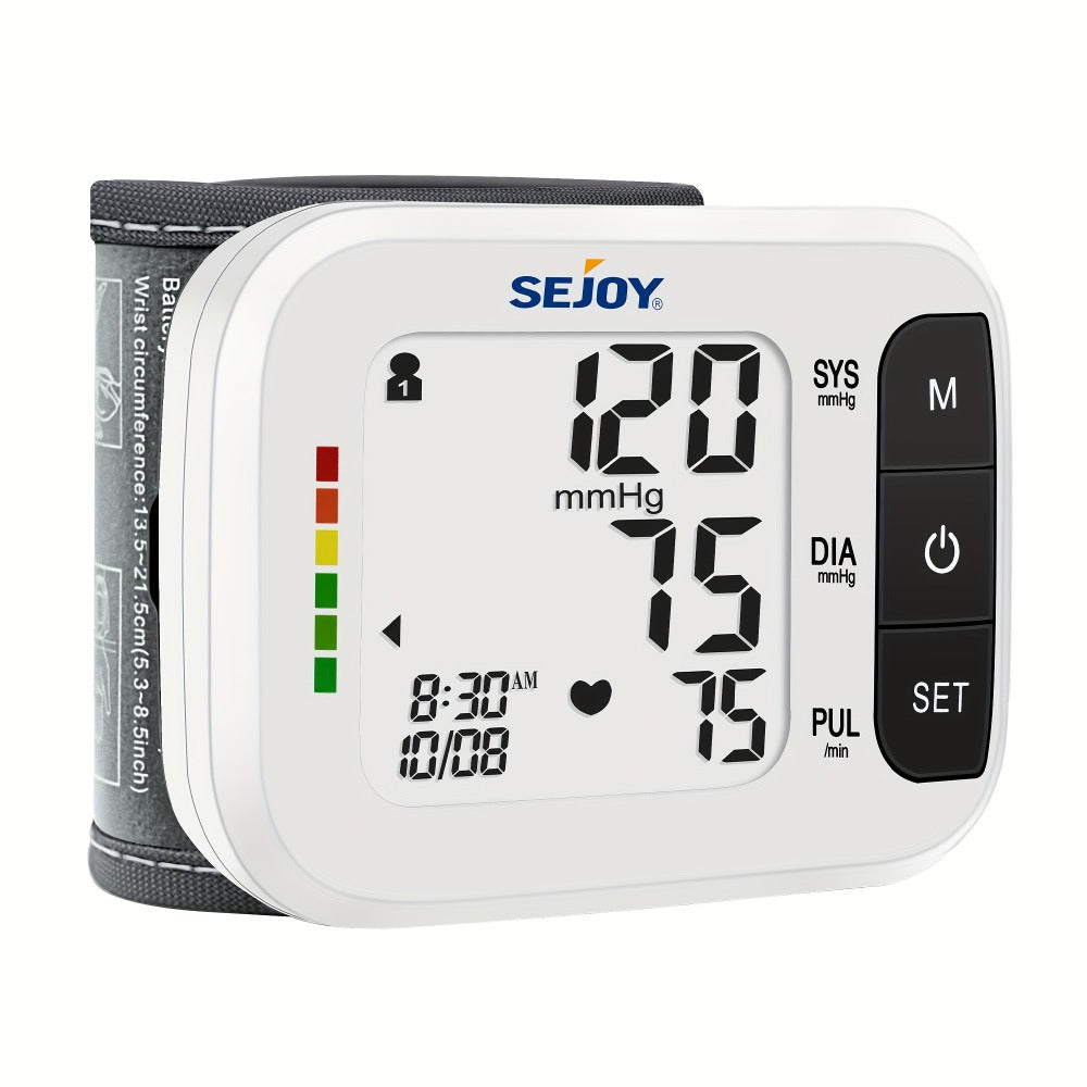 Wrist Blood Pressure Monitor - Sejoy Automatic Digital BP Machine with Large LCD Display, Wrist Strap & Batteries Included, Portable & Accurate for Home Use & Travel (Blue / White / Black / Purple)