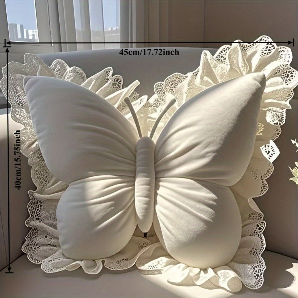 Butterfly Shaped Throw Pillow 3D Bow Decorative Cute Accent Pillow for Bed Sofa Couch Velvet Soft Polyester Fill Whimsical Home Decor Gift Multiple Colors 40x28cm
