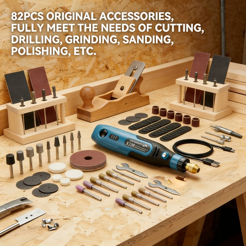 Mini Cordless Electric Polisher Sander 3.7V Rechargeable USB-C ¨C Portable Handheld Polishing Grinding Tool for Wood Craft Engraving DIY Handmade Gifts Art Projects
