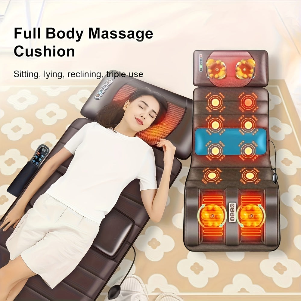 Full Body Heating Massager Set ¨C PU Leather Massage Chair Pad with Neck Massager, Leg Massager, Lumbar Pillow & Headrest, Timer, Non-Slip Base, Full Body Heat Massage for Home & Office Relaxation