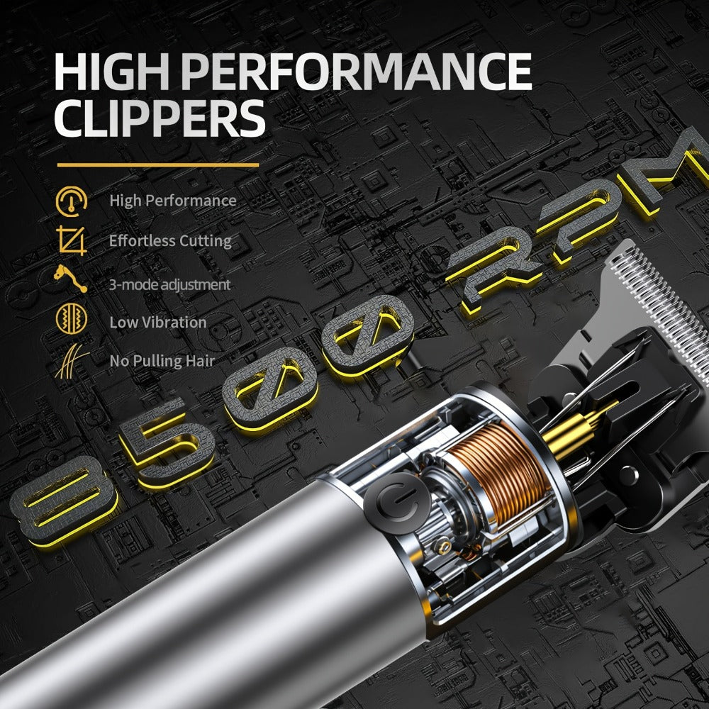 Men's Hair Clipper Professional Cordless ¨C Smart LCD Display, 6 Guide Combs, Electric Beard Trimmer, Type-C Fast Charge, Long Battery Life, Father's Day Grooming Gift