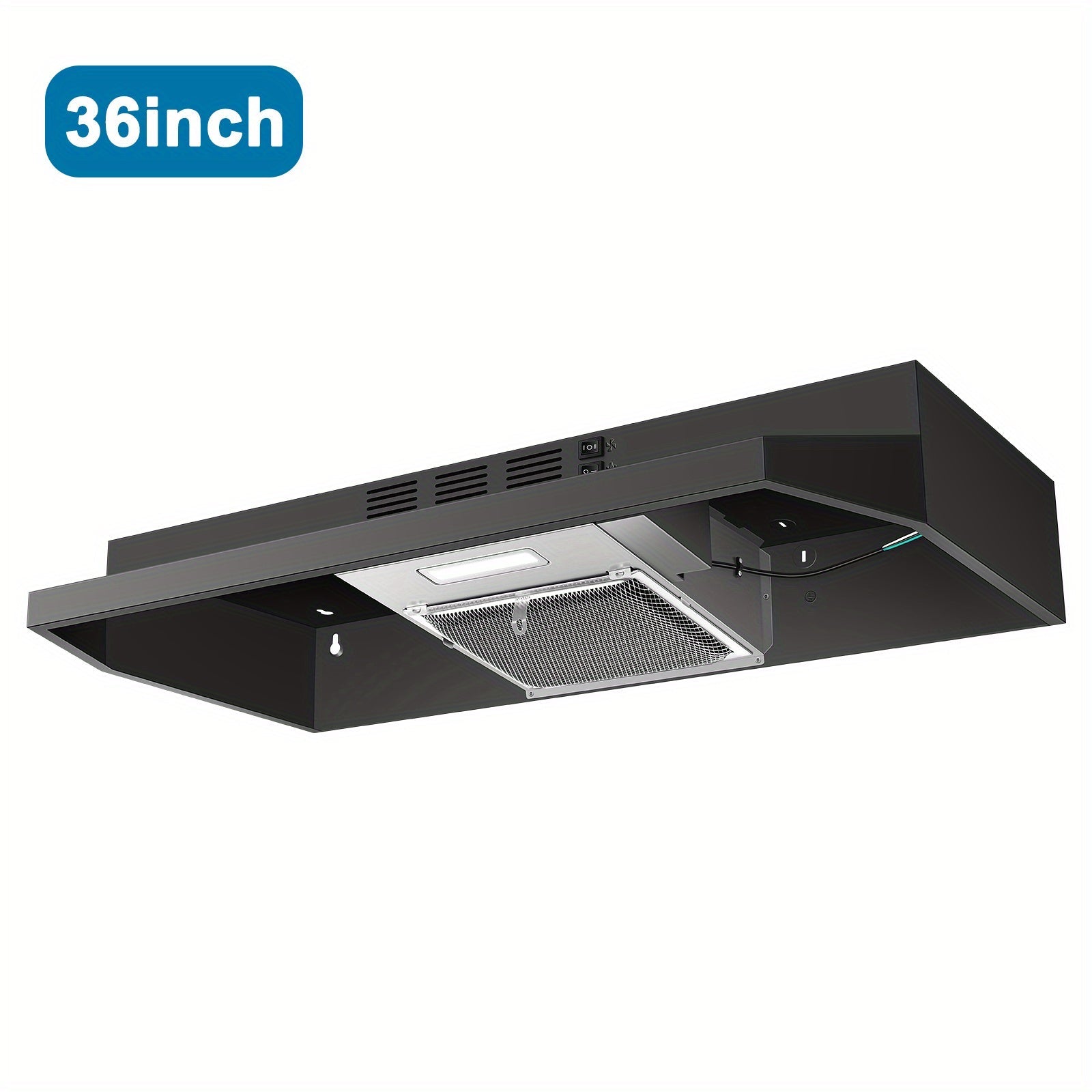 Range Hood 36 Inch Under Cabinet Ducted Ductless Convertible Stainless Steel 350CFM 2-Speed Exhaust Fan LED Light 3-Layer Aluminum Mesh Filter Top Rear Venting Kitchen Vent Hood