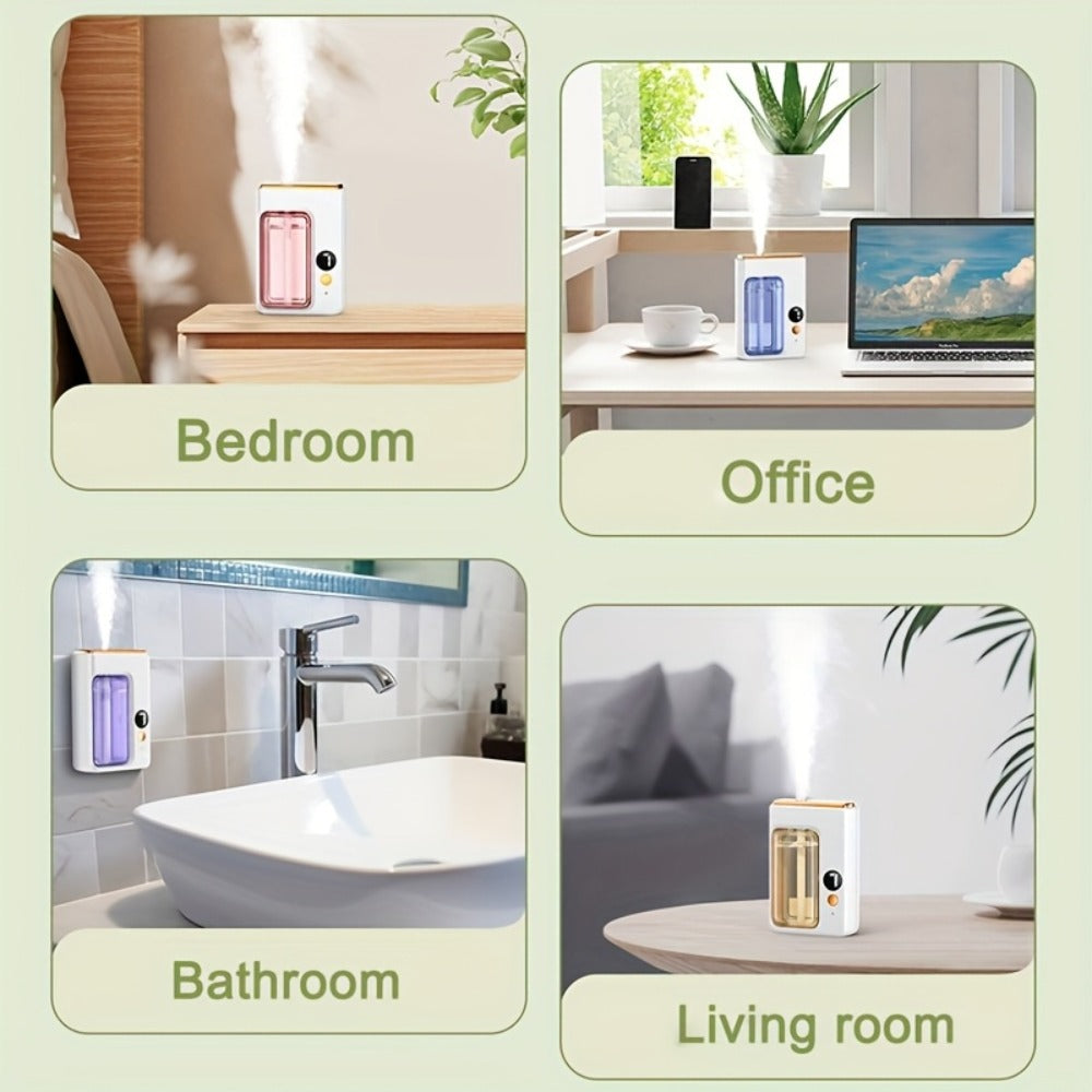 Essential Oil Aromatherapy Diffuser Set ¨C Mini Humidifier with 7 Spray Levels, 1/4/8 Hour Timer, 5.07oz Capacity, Room Decor Scent Diffuser with Hilton, Gardenia, Ocean & Shangri-La Oils