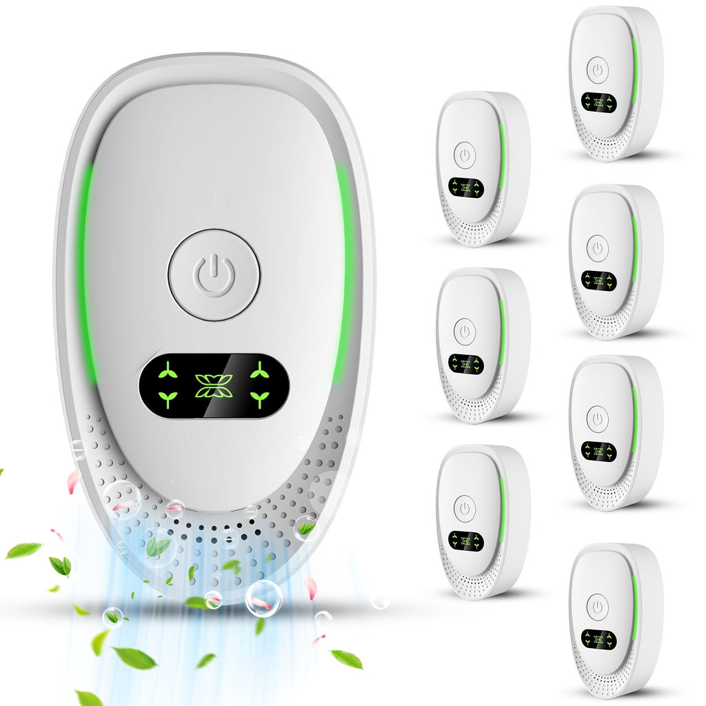 Portable Ozone Air Purifier & Sanitizer | Formaldehyde, Smoke & Dust Eliminator for Home, Office, Car & Bedroom | Low Power Allergy Relief Air Cleaner | 2pc & 8pc Pack | Black & White