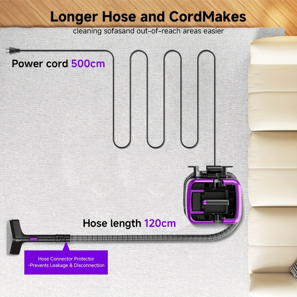 Portable Upholstery Cleaner Machine 30Kpa ¨C Carpet & Spot Cleaner with Dual Brush Head for Deep Stain Removal on Carpet, Couch, Car Seat, Stairs & Pet Messes