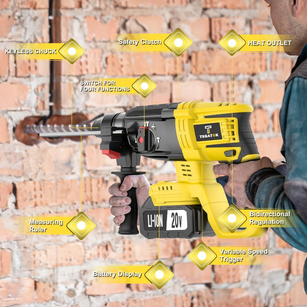 20V Brushless Power Tool Combo Kit | 4-Tool Cordless Set with Impact Wrench, Hammer Drill, Angle Grinder & Electric Drill ¨C 3 Batteries Included for Home Renovation & Construction