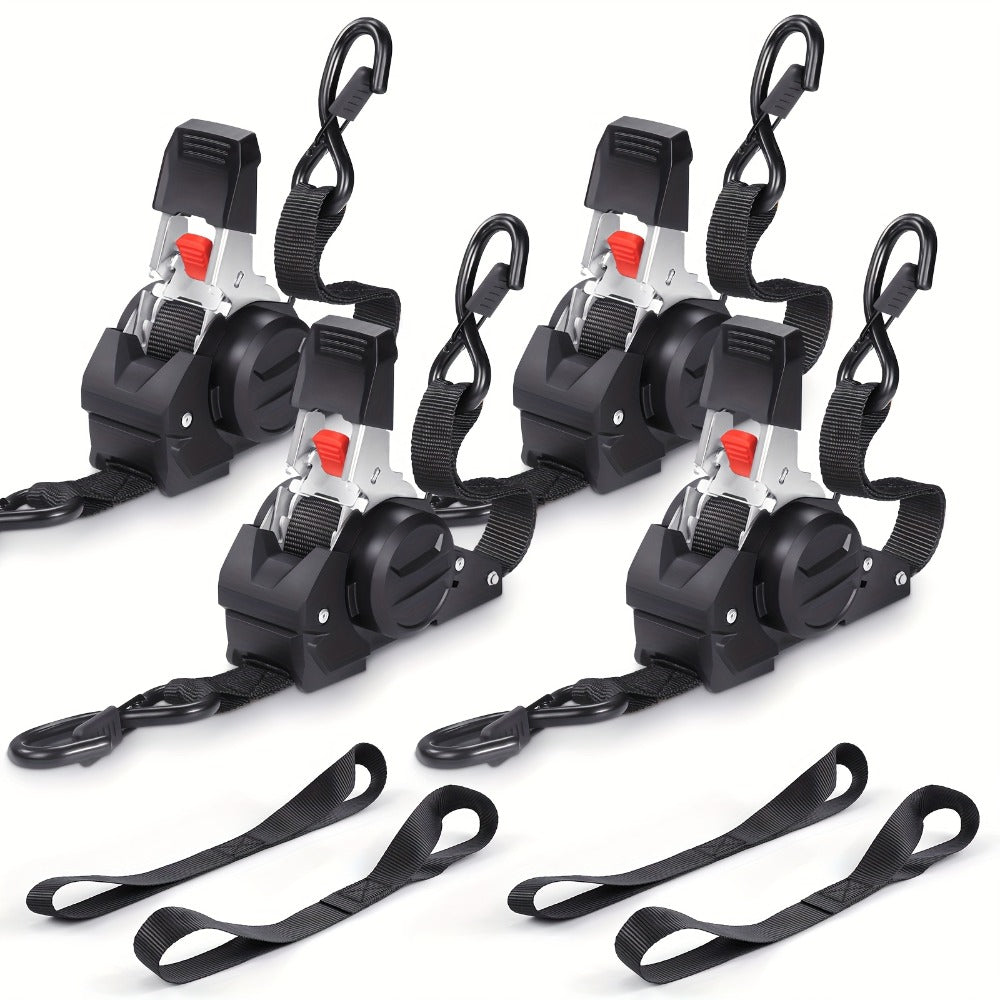 Retractable Ratchet Straps with Extension Strap ¨C Heavy Duty Auto Self-Retracting Tie Down Cargo Straps for Truck Trailer Motorcycle Moving & Appliances