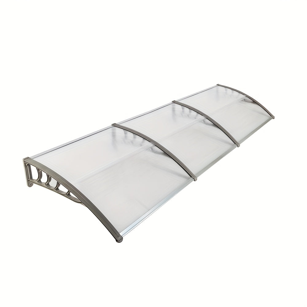 Door Window Awning Canopy 120x38 Inch Polycarbonate Rain Sun UV Snow Shield with Aluminum Bracket Easy Install Outdoor Porch Patio Entrance Shelter