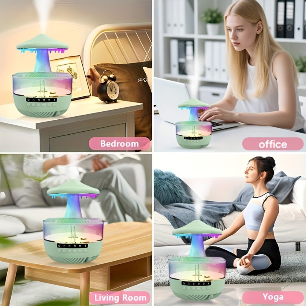 Aromatherapy Diffuser Humidifier Upgraded Colorful Raindrop Music Design 7-Color LED Night Light Large Capacity Quiet Operation for Bedroom Office Valentine Gift