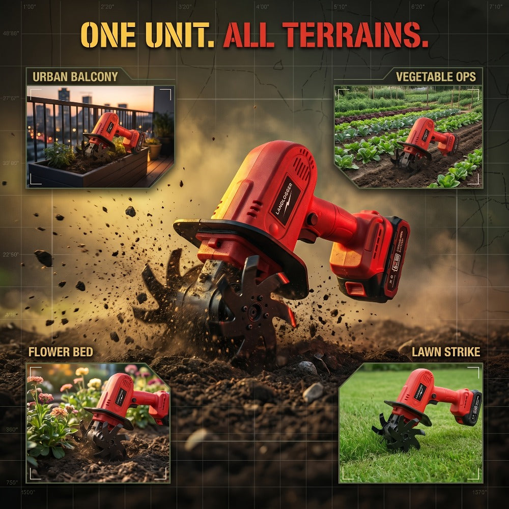 Cordless Electric Cultivator 20V Lightweight Handheld Rotary Tiller ¨C 9-Inch Width 6.6-Inch Depth, 1 or 2 Batteries & Charger, Garden Soil Tiller for Courtyard Farmland Vegetable Garden Raised Bed
