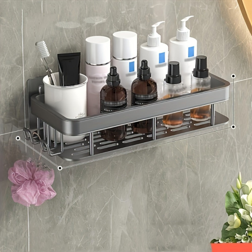 Shower Caddy Basket 2 Pack 2-Tier Wall Mount - Rust Resistant Bathroom Shelf Organizer for Shampoo Soap Towel No Drilling Adhesive Shower Rack | Dark Grey Black | Bathroom Kitchen Storage