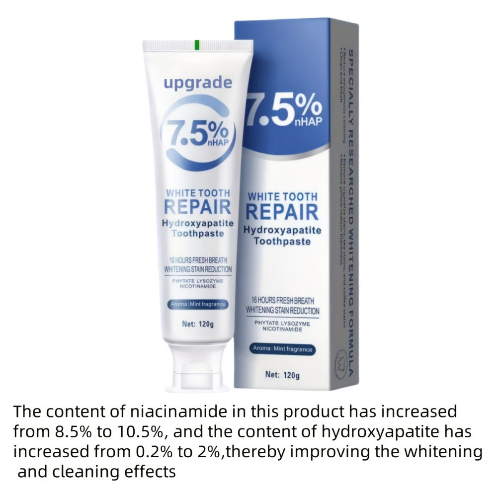 Hydroxyapatite Toothpaste 3-Pack 7.5% Nano Formula Whitening Toothpaste with Toothbrush Teeth Whitening Fresh Breath Enamel Repair Oral Care Set for Home and Travel Gift for Women Men