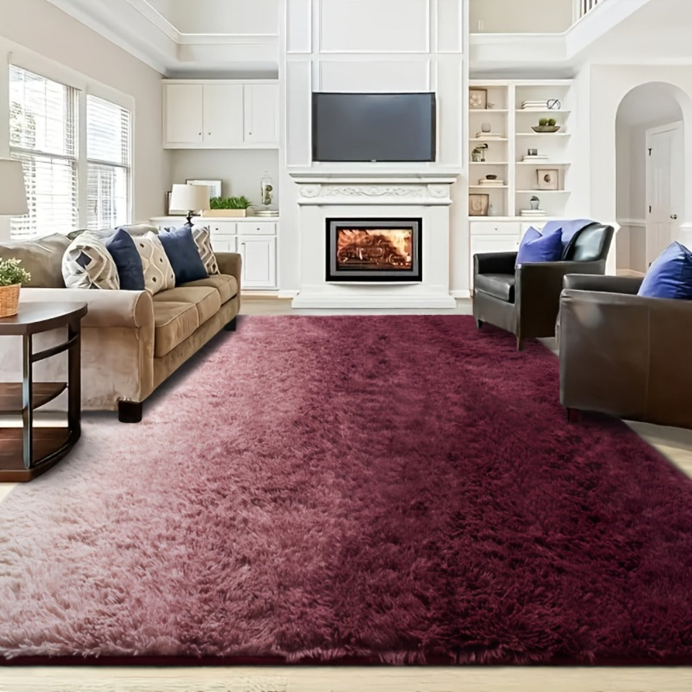 Gradient Color Soft Area Rug - Washable Anti-Slip Shaggy Fluffy Carpet for Living Room & Bedroom | Modern Machine-Made Floor Mat in Extra Large Sizes | Cozy Plush Rug in Multiple Colors