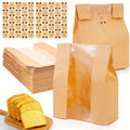 Bread Bags 100pcs Paper with Window 50% Thicker 13.7x8.2x3.7in Sourdough Homemade Bread Bakery Bags for Storage Bread Cookies Snacks with 100 Cute Sealing Stickers