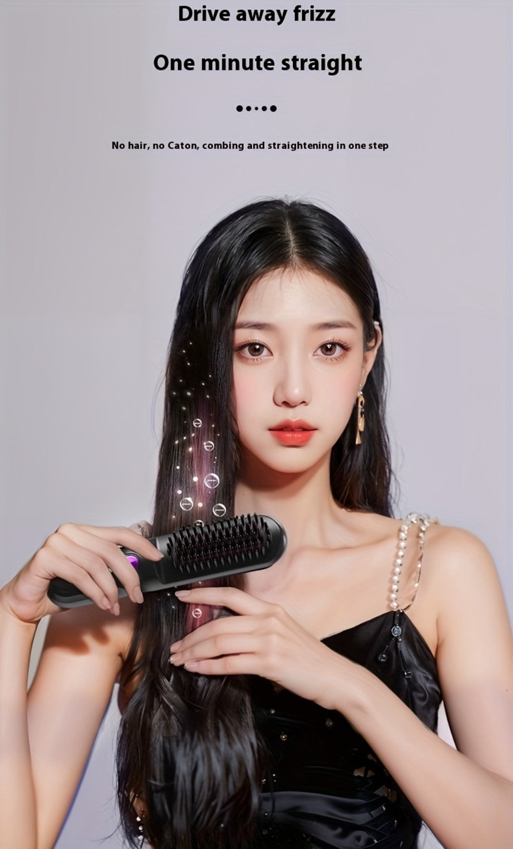 Wireless Hair Straightener Comb - Portable Cordless Straightening Brush with 3-Min Fast Heat, 3 Temp Settings 170-190¡ãC, Negative Ion Technology, 3D Comb Design, Lightweight Travel Hair Straightener