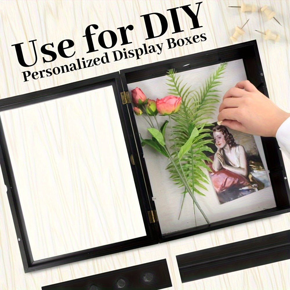 Shadow Box Frame 11x14 Large Memory Display Case with Linen Back - 4 Removable Shelves for Medals, Coins, Rings, Pins, Photos & Flowers | Deep Shadow Box for Collections, Country Farmhouse Style