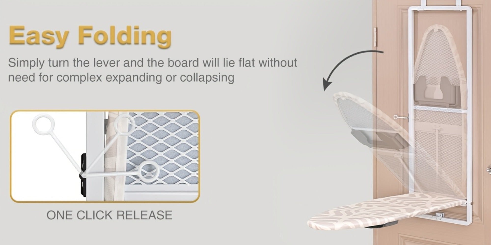 Wall Mount Ironing Board Foldable 36x12 Space Saving with Iron Holder Removable Heat Resistant Cover for Small Spaces Laundry Room Closet Apartment