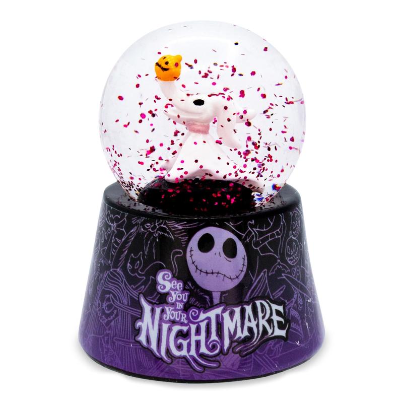 Nightmare Before Christmas Zero Light-Up Snow Globe ¨C Disney Jack Skellington Dog Mini Collectible Snow Globe 3-Inch, LED Light-Up, Battery Included, Halloween Christmas Desk Decor Gift