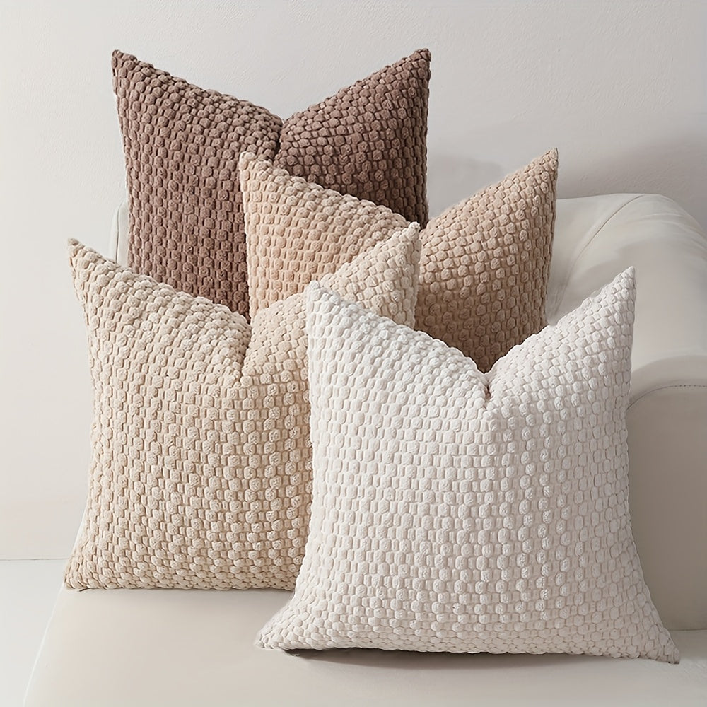 Boho Throw Pillow Covers 4 Pack Velvet Woven Cushion Covers Double-Sided Decorative Pillowcases for Sofa Couch Bed Chair 20x20 Inch Machine Washable