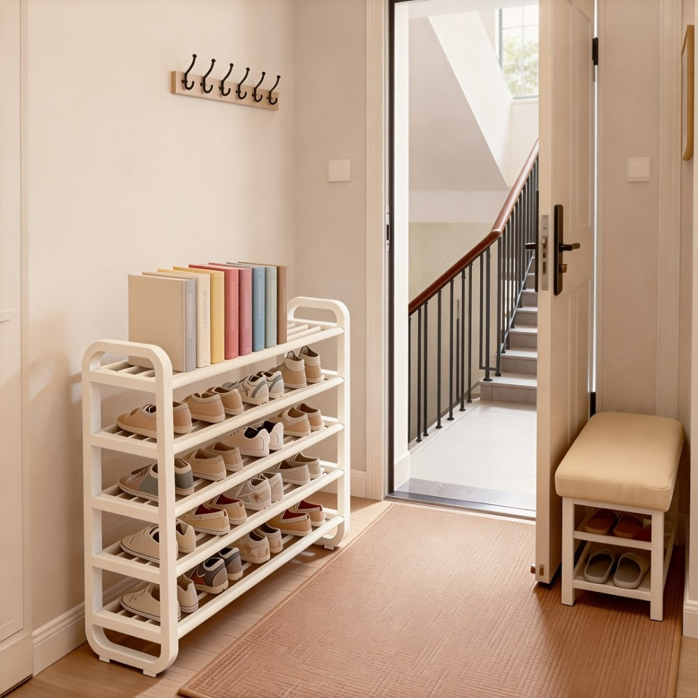 5-Tier Shoe Rack Organizer for Entryway, Space-Saving Narrow Shoe Storage Shelf, Multi-Layer Floor Mount, Holds 18 Pairs, No Assembly Tools Needed