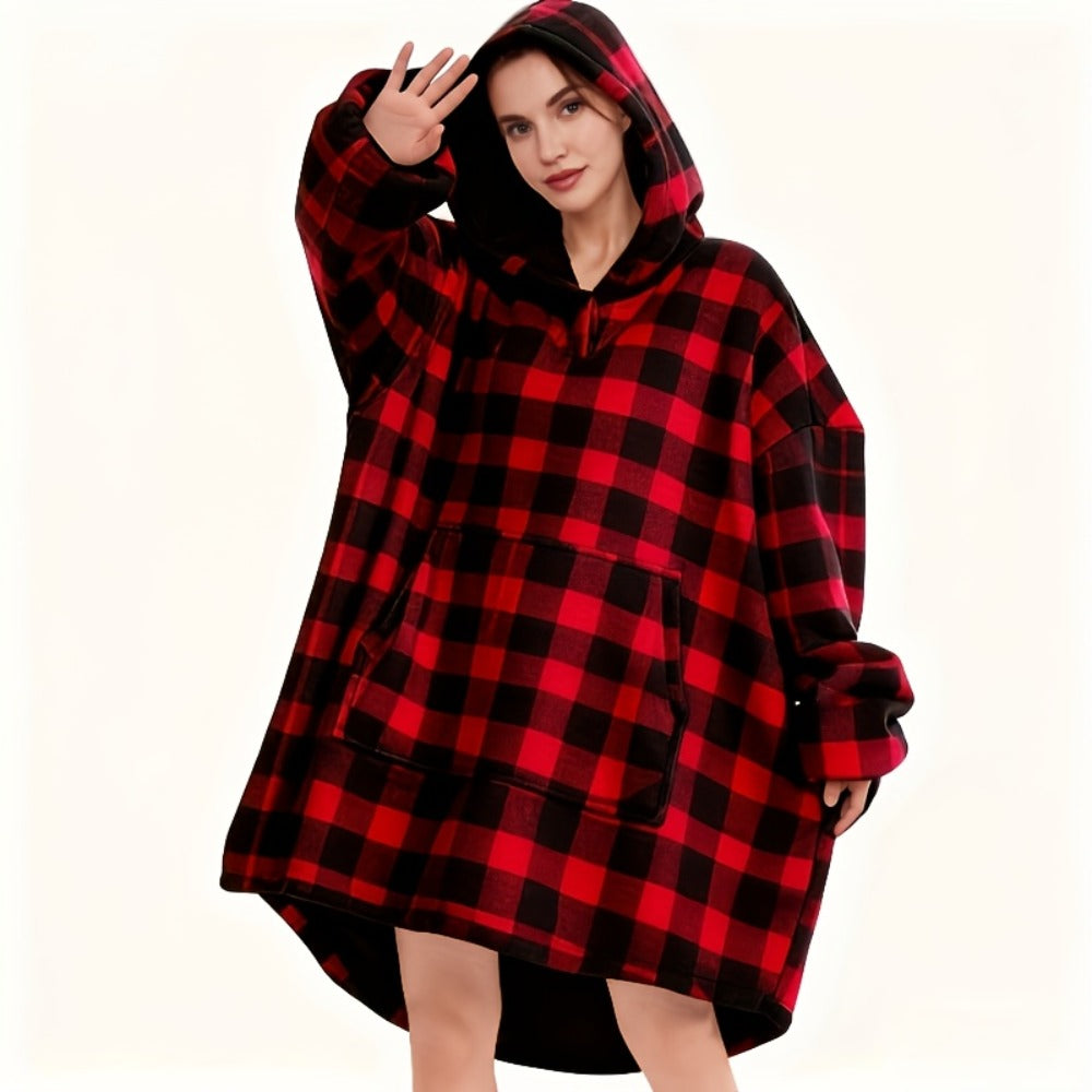 Hooded Wearable Blanket ¨C Double-Sided Flannel Suede Hoodie Blanket for Women & Men, 500gsm Oversized Warm Cozy Sweatshirt