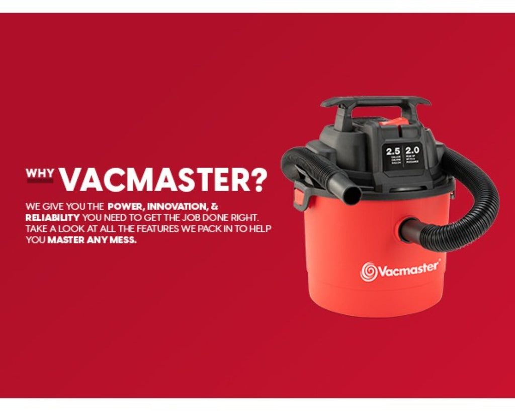 Wet Dry Vacuum Cleaner 2.5 Gallon Shop Vac ¨C Vacmaster 2 Peak HP with Blower Function, Wall Mount & On-Board Storage for Garage, Car, Workshop, Home