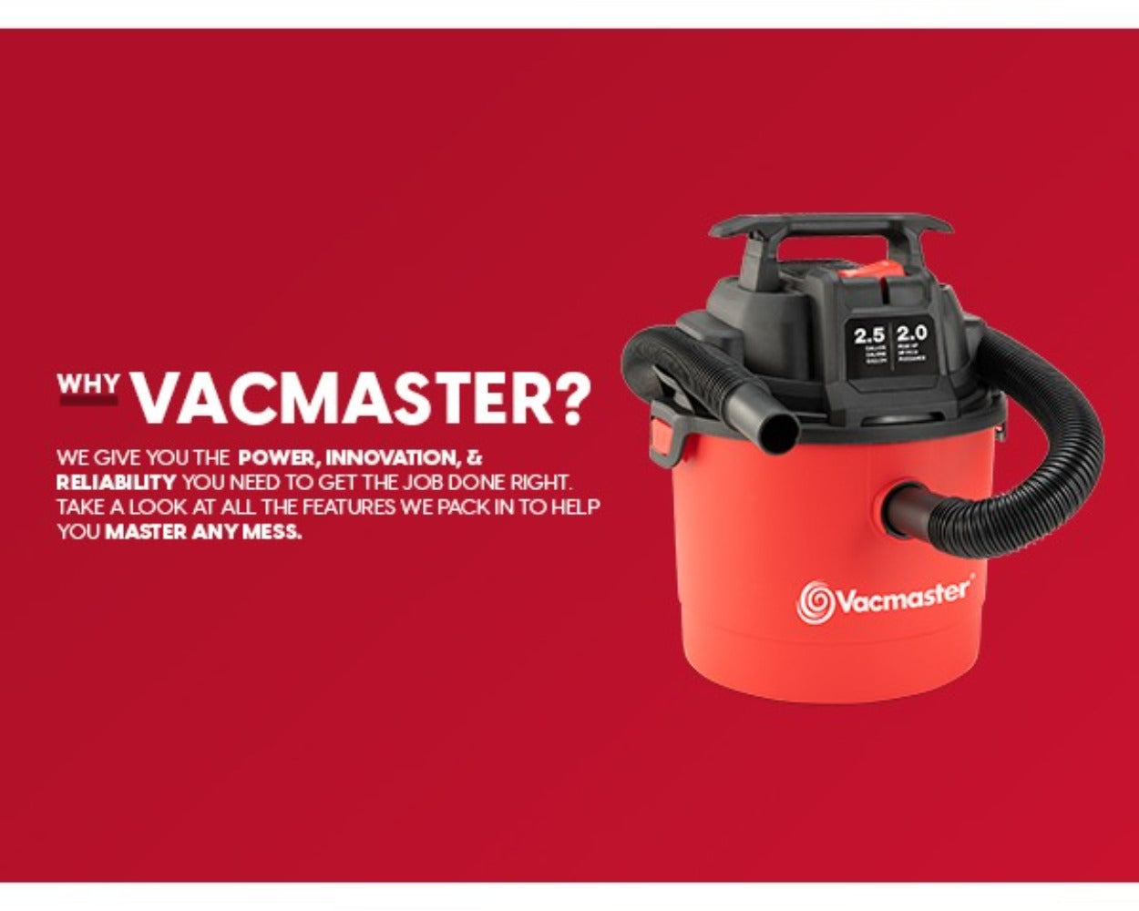 Wet Dry Vacuum Cleaner 2.5 Gallon Shop Vac ¨C Vacmaster 2 Peak HP with Blower Function, Wall Mount & On-Board Storage for Garage, Car, Workshop, Home