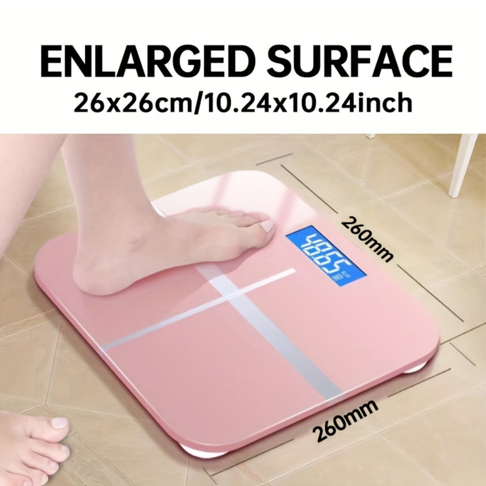 USB Rechargeable Bathroom Scale 400lb ¨C Smart Digital Body Weight Scale, HD LCD & Fahrenheit Temperature Display, kg/lb Switch, Ultra-Wide Platform, USB Charging or Battery Powered, Black & Pink