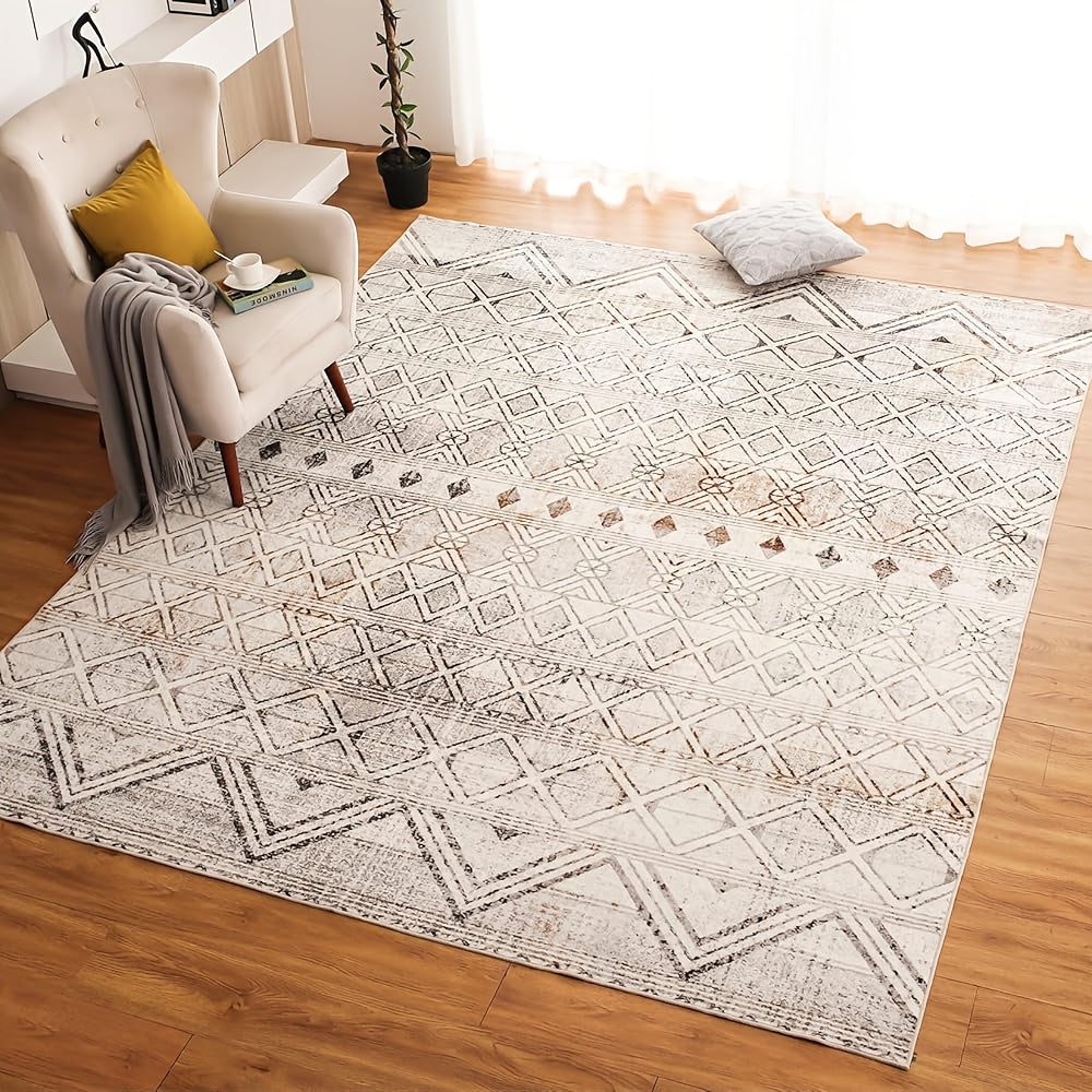 Area Rug Boho Vintage Washable Non-Slip Rug for Living Room Bedroom Traditional Woven Carpet Home Decor