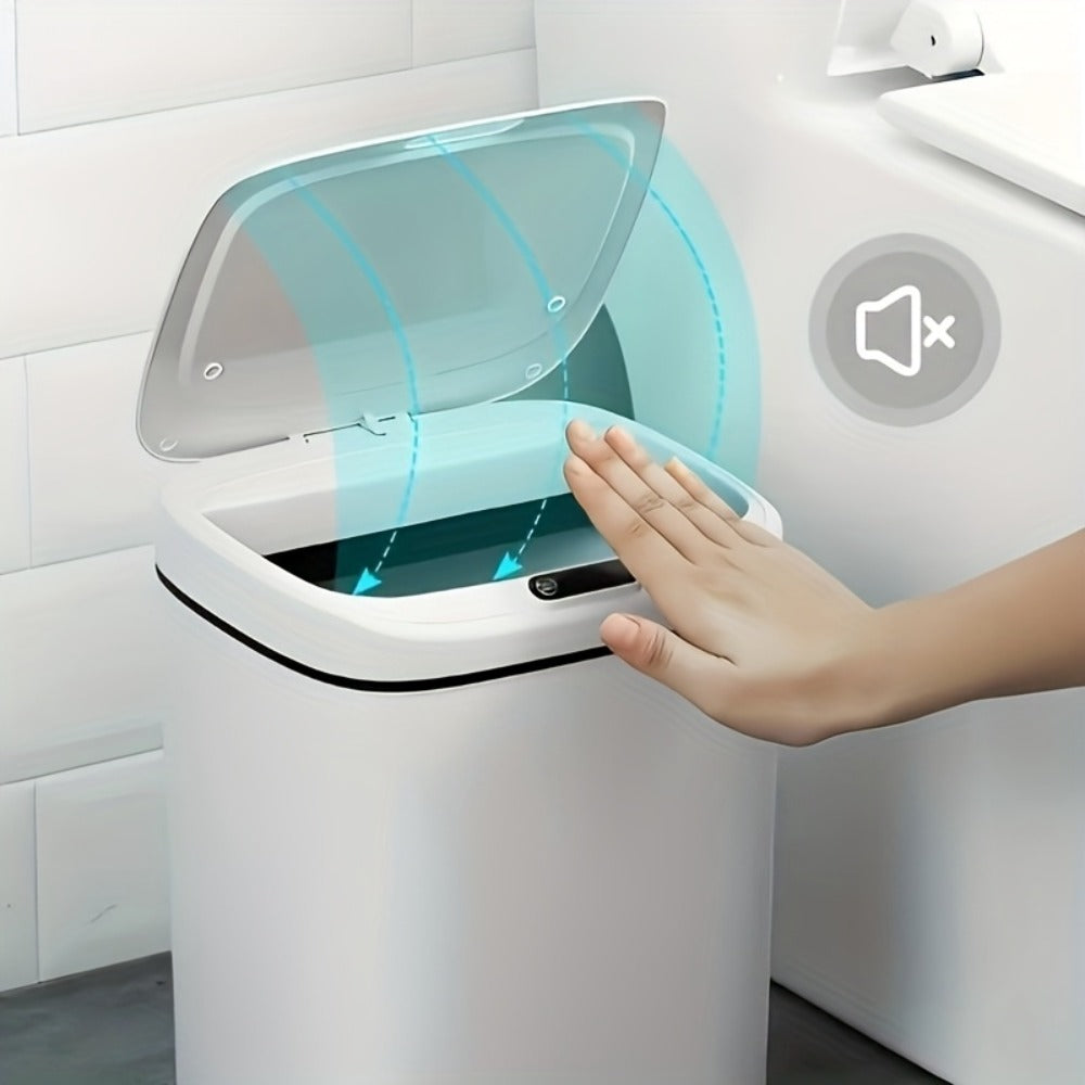 Motion-Activated Touchless Trash Can with Lid ¨C Smart Sensor Waste Bin for Kitchen, Bathroom, Office & Home, Minimalist Rectangular Design, Battery Powered, 3-4 Gallon