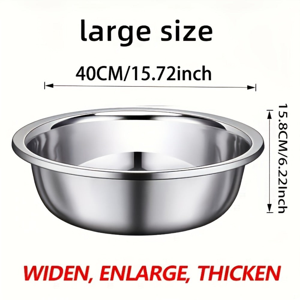 Large Stainless Steel Mixing Bowl | 304 Heavy-Duty Salad & Wash Basin, Hammer Finish, Non-Slip Base, Rounded Edges ¨C Kitchen, Laundry, Utility Sink, Commercial & Home Use