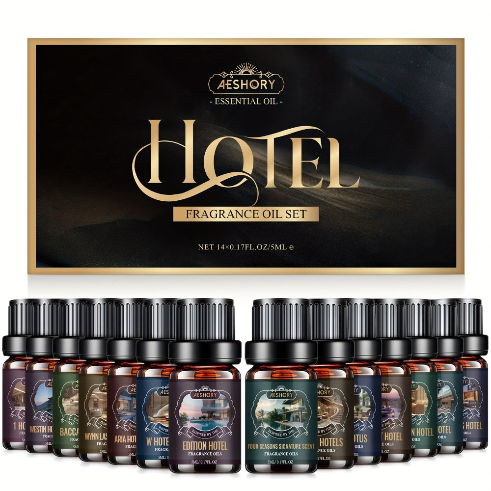 Essential Oil Diffuser Gift Set 14 Pcs ¨C Luxury Fragrance Oils for Diffuser, Candle Making & Aromatherapy | Hotel Collection Scents