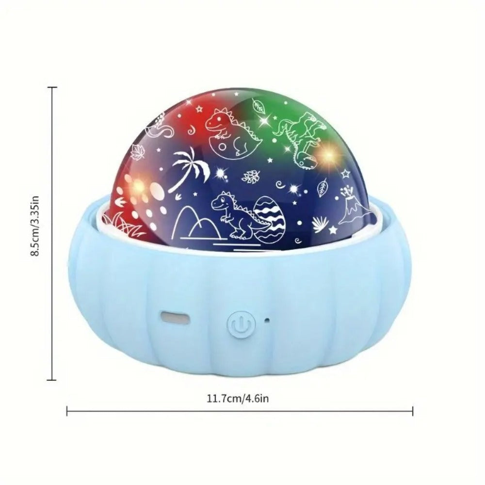 360¡ã Rotating Projector Night Light ¨C 4-Color LED Auto-Rotating Starry Sky Atmosphere Lamp with Unicorn & Dinosaur Projections, USB Powered for Party, Home Decor, Kids Room & Holiday Gifts