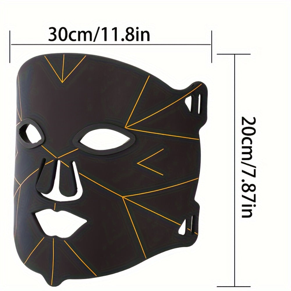 LED Face Mask 7 Color Light Therapy Photon Skin Rejuvenation Mask Portable Silicone Beauty Device USB Rechargeable Anti-Aging Acne Wrinkle Treatment for Women Men Black White