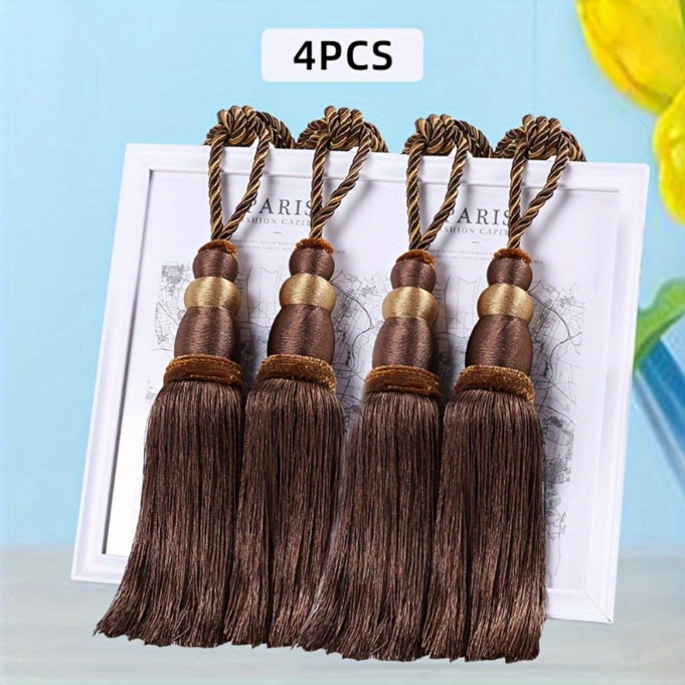 Curtain Tiebacks with Ball Tassels 4-Pack Silk Rope Curtain Ties Decorative Holdbacks for Window Dressing Home Decor