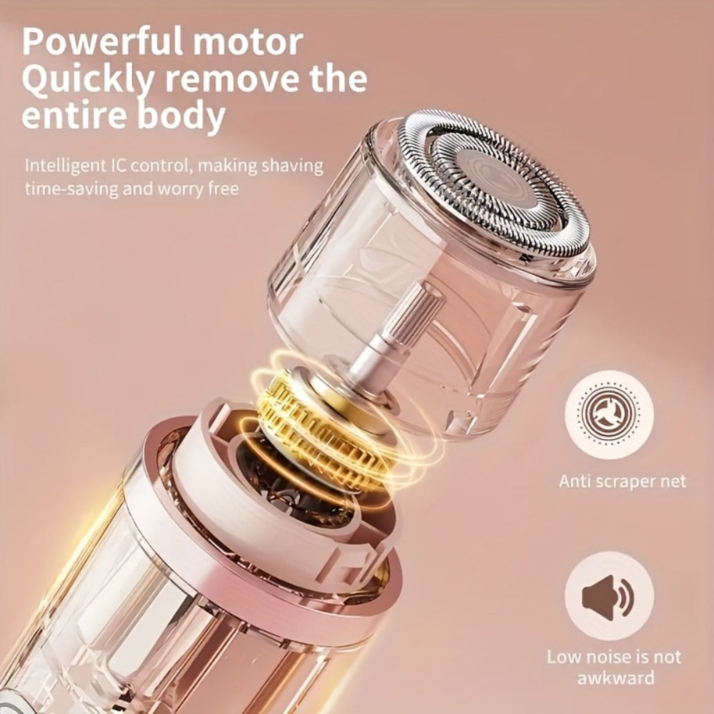 Electric Shaver for Women 2-in-1 USB Rechargeable - Wet & Dry Hair Removal for Bikini, Face, Legs, Underarms & Eyebrows, Portable Cordless Lady Shaver with Stainless Steel Blade, Pink