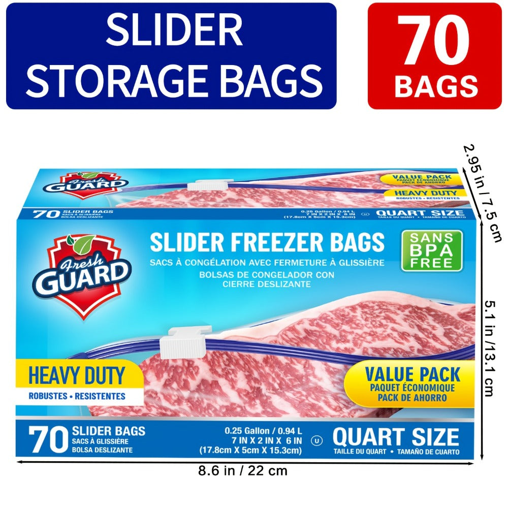 Heavy Duty Slider Storage Bags Ziplock Freezer Bags for Food Fruit Meat Vegetable Grain Kitchen