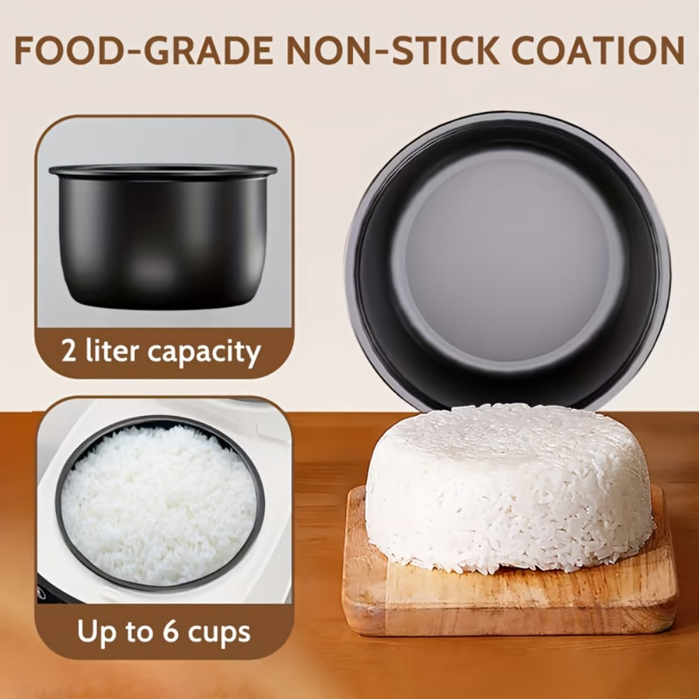 Rice Cooker 2L 4 Cups 10-in-1 Mini Multifunctional Compact Electric Rice Cooker for Rice Soup Stew Oatmeal Cake Steamed Vegetables Perfect for Small Kitchen Dorm Apartment