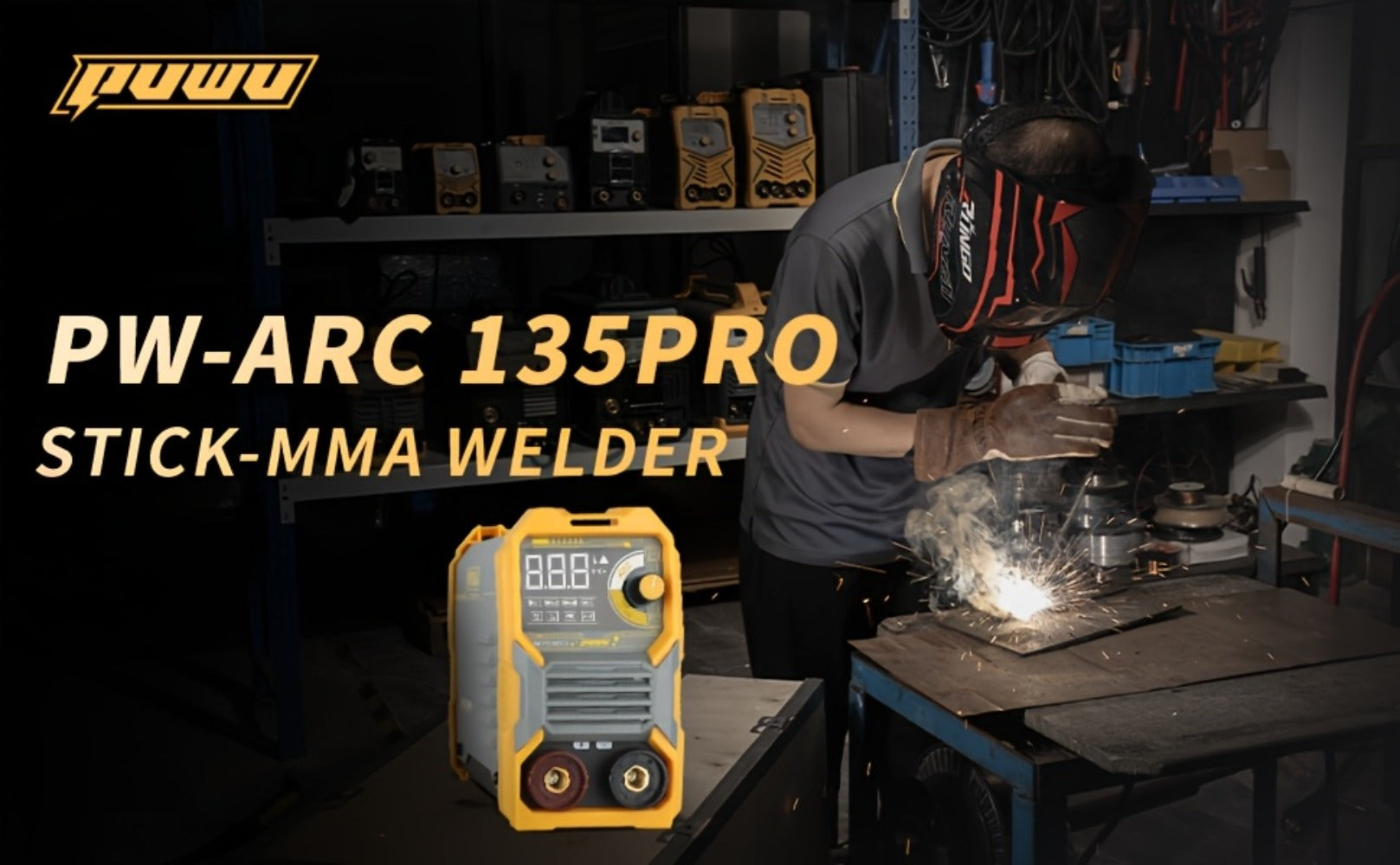 135A 110V MMA Arc Welder Stick Lift TIG 2-in-1 DC Inverter Welder LCD Digital Display Hot Start Thermal Protection Portable Welding Machine